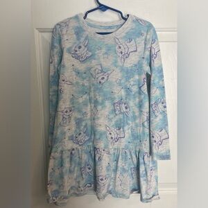 Star Wars Blue and White Baby Yoda Print Dress
